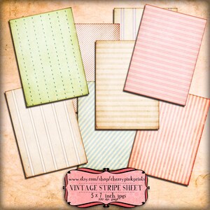 STRIPE scrapbooking paper supply, printable collage sheet, jpg premade page, digital download for scrapbooking and craft