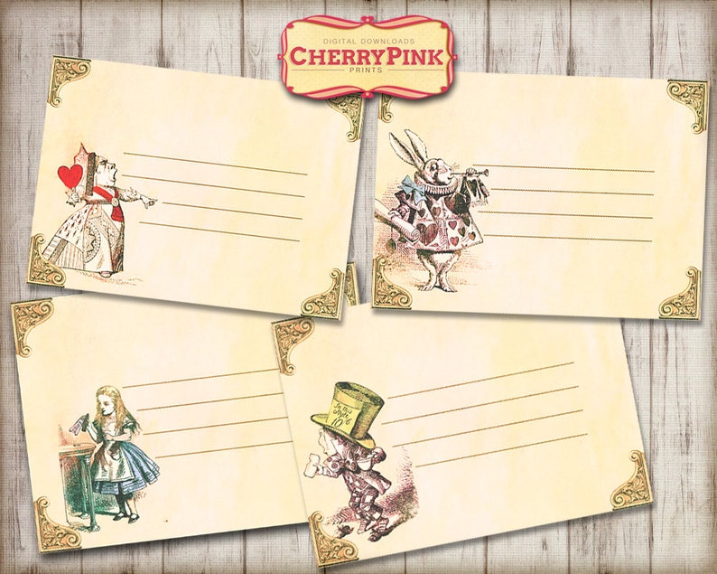 Alice in Wonderland Envelopes Craft Printables Stationery | Etsy