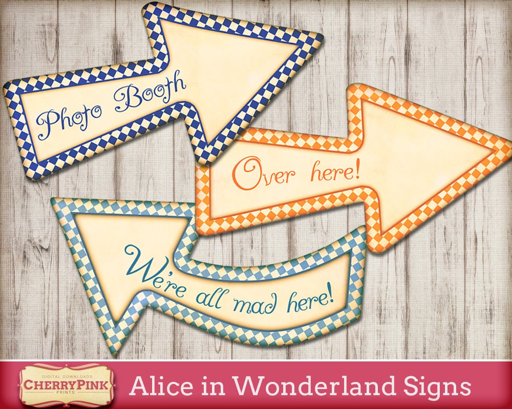 Alice in Wonderland Arrows Printable Signs Tea Party - Etsy UK