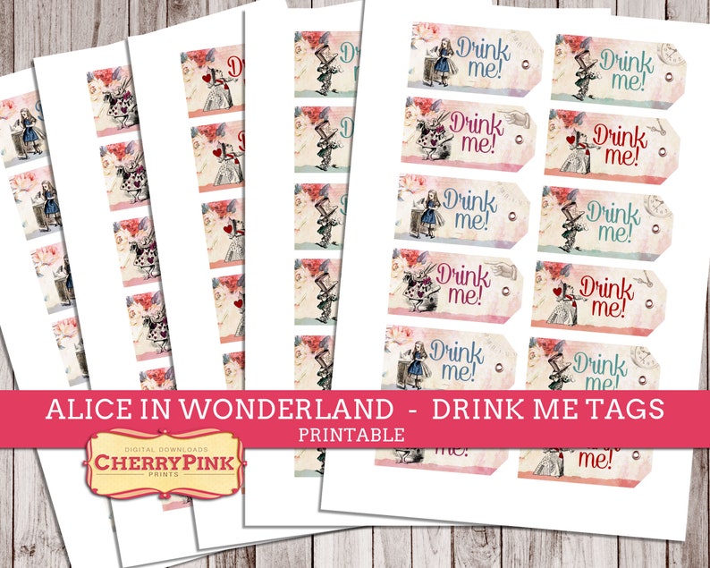 Alice in Wonderland Printable Tags Drink Me Tags Alice in - Etsy