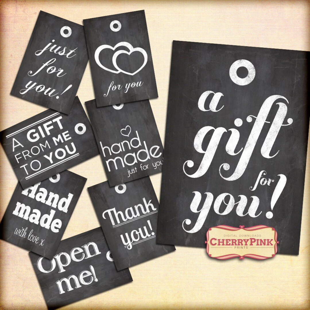 GIFT TAGS Printable Tags, Chalkboard Tag Printable Digital Download ...