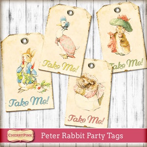 Peter Rabbit decorations - Take Me Tags - baby shower decorations - Peter Rabbit theme Tags -  rabbit decorations - Beatrix Potter Party