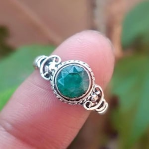 Anello in argento sterling 925 con smeraldo, gioielli fatti a mano, speciale invernale, regalo per lei
