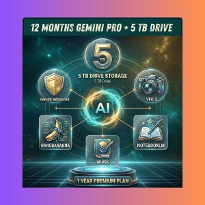 Google Gemini 3 Pro 1 Year Plan | Veo 3.1 | NanoBanana | 5TB Google Drive