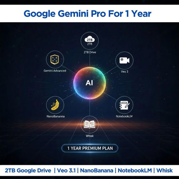 Google Gemini 3 Pro 1 Year Plan | Veo 3.1 | NanoBanana | 2TB Google Drive