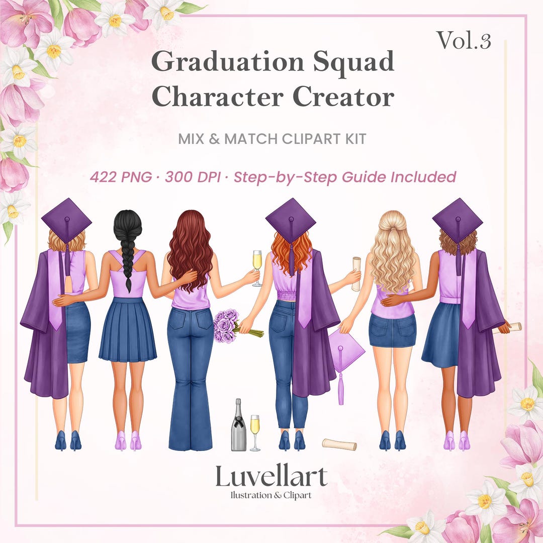 Graduation Vol Graduation Clipart Girls Vol.3 – Mix & Match Character Creator ...