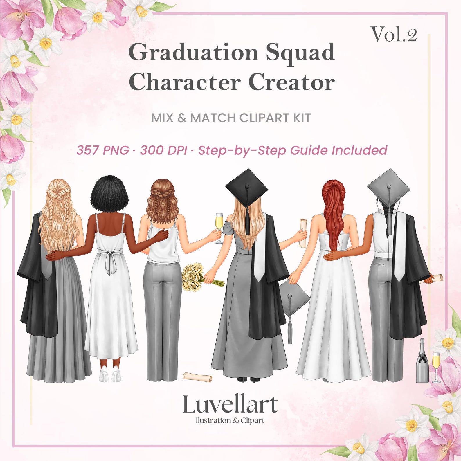 Graduation Vol Graduation Clipart Girls Vol.2 – Mix & Match Character Creator ...