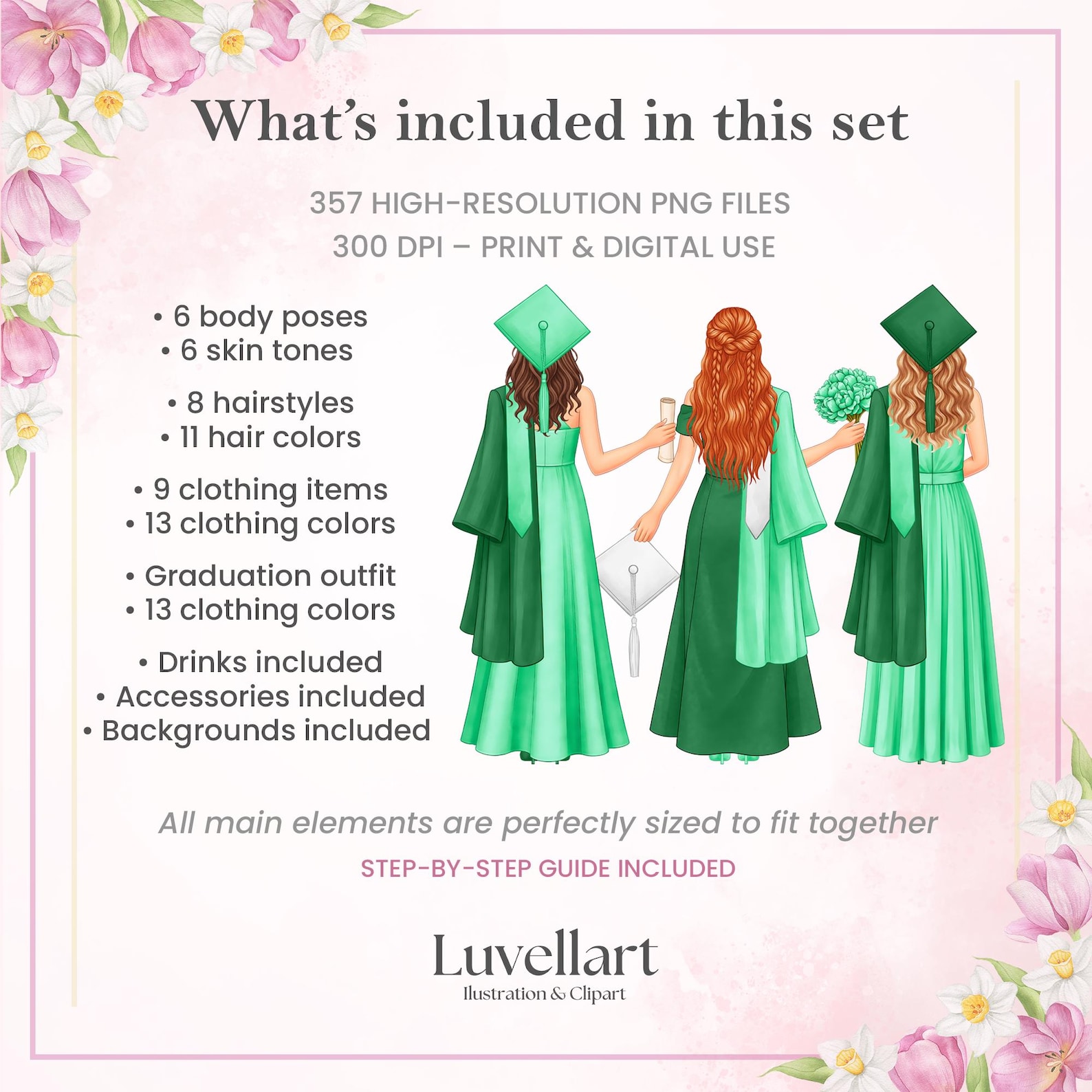 Graduation Vol Graduation Clipart Girls Vol.2 – Mix & Match Character Creator ...