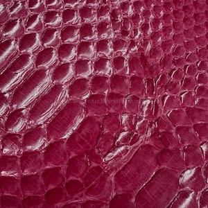 Può includere: Primo piano di un materiale strutturato color bordeaux, con un motivo che ricorda le squame dei rettili. La superficie ha una lucentezza lucida, con riflessi e ombre che aggiungono profondità al design. L'effetto complessivo è una trama ricca e lussuosa.