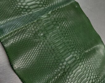 Python Borneo Belly Skin | Leaf Green Genuine Python Leather for your Crafting Needed