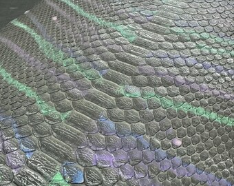 Python Burmesed Belly Skin | Abstract Hand Dyed-Grey Genuine Python Leather for your Crafting Needed