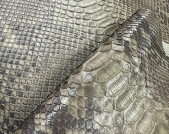 Python Reticulated Belly Skin | Natural Moss Green Genuine Python Leather for your Crafting Needed