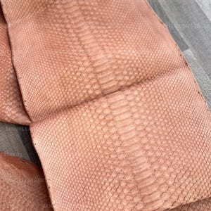 Warm Blush Borneo Python Leather, Back Cut Snakeskin, Bleached Matte Finish, Exotic Hide
