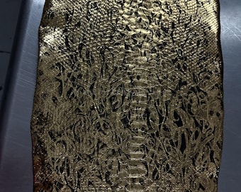 パイソンボルネオベリースキン | ハンドペイントの抽象的なゴールドの本物のパイソンレザー。あなたのクラフトに必要なもの