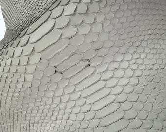 Ventre de python de Bornéo | Cuir de python véritable blanc mat pour vos créations