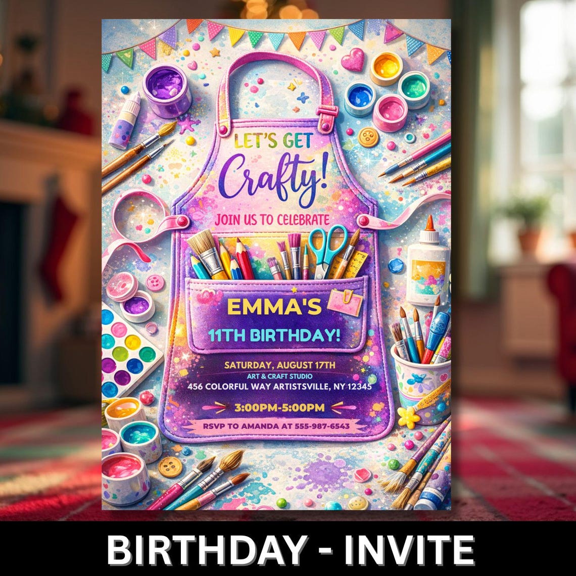 Editable Craft Birthday Party Invitation, Crafting Theme Birthday ...