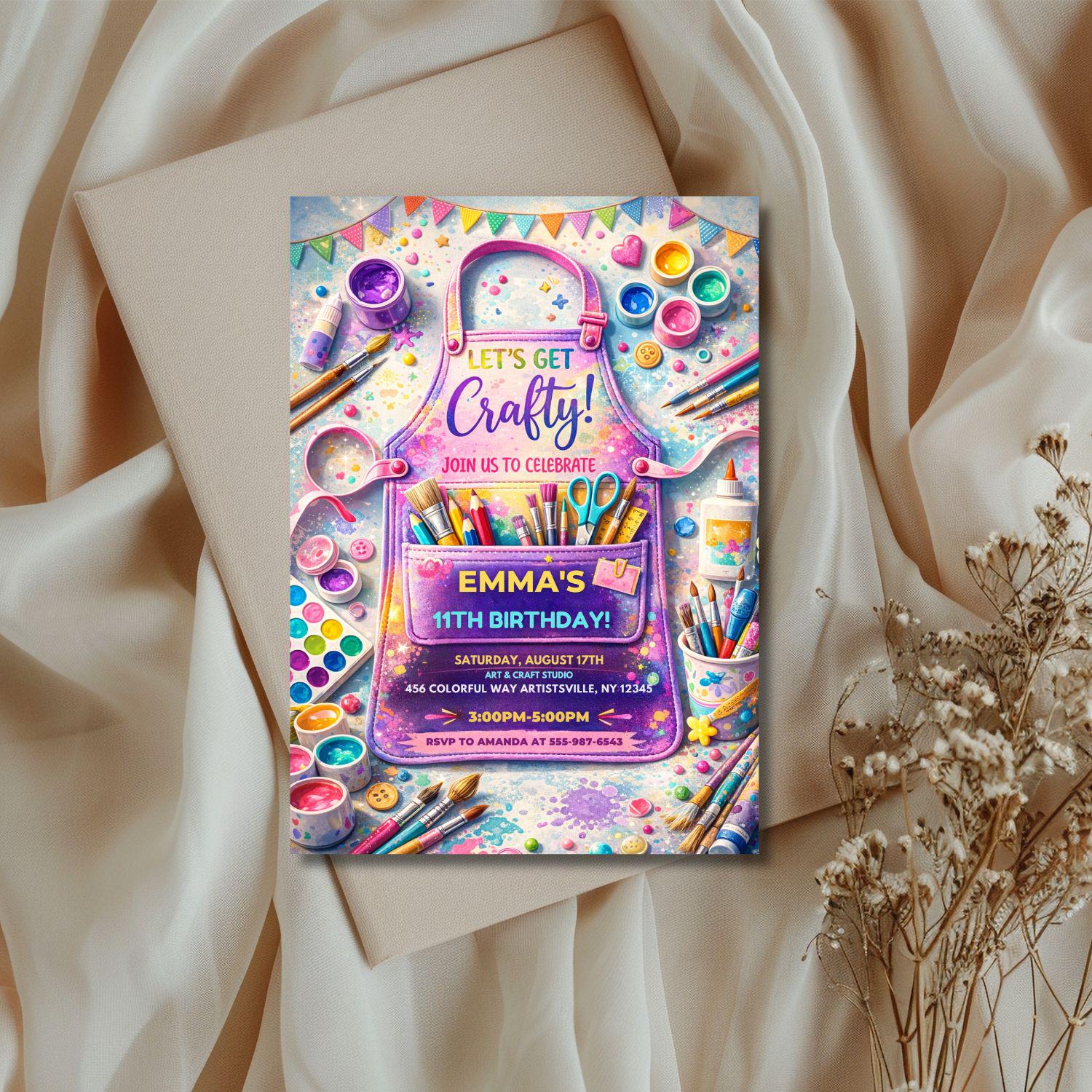 Editable Craft Birthday Party Invitation, Crafting Theme Birthday ...