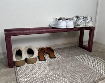 Wooden shoe rack, modern entryway organizer, handmade shoe storage shelf