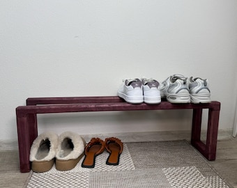 Wood shoe rack, handmade shoe organizer, minimalist entryway furniture