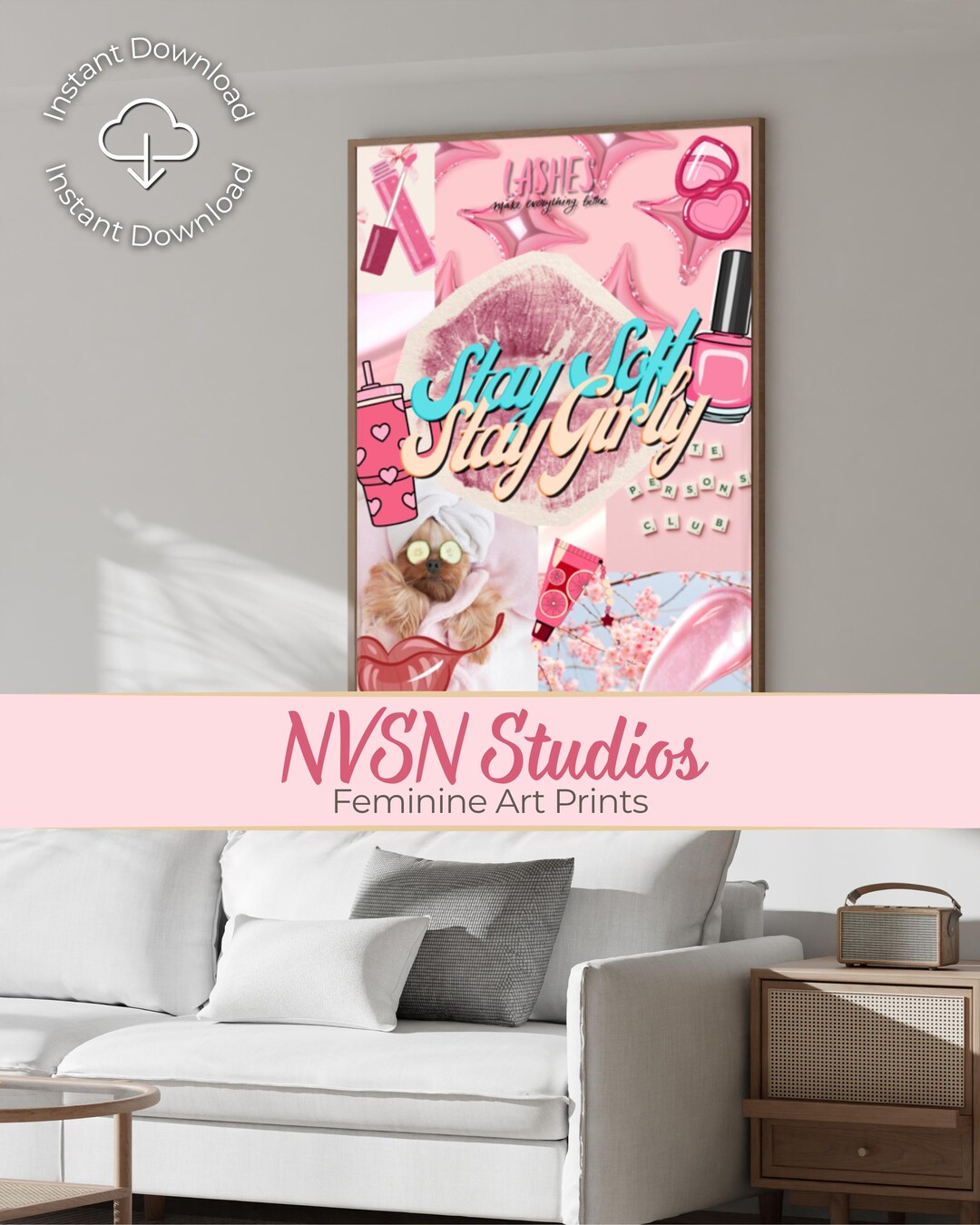 Pink Wall Art Print | Printable Collage for Girls Room | Home, Bedroom ...