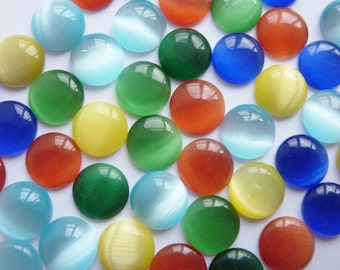 20 cateye cabochons, Ø12mm, color mix, round