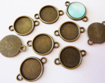 10 bezel settings Ø12mm, round, 2 rings, bronze