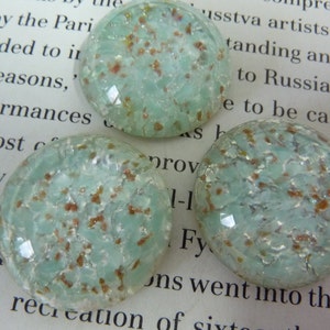 1 glass cabochon, Ø25mm, light blue, gold and silver, round image 3