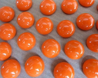 6 verre cabochons, Ø12mm, orange corail