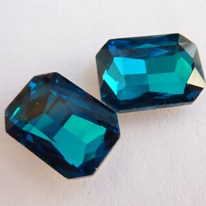 2 glass jewels, 14x10mm, teal, octagon image 3