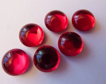 6 verre taillé, Ø10mm, rouge de siam, rond