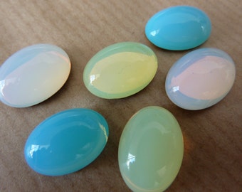 6 verre cabochons, 14x10mm, mélange d’Opale