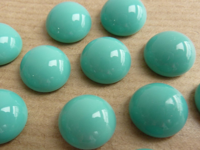 turquoise, tour de verre 6 cabochons, Ø10mm, opaque menthe verte, image 1