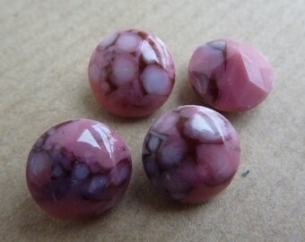 6 glass jewels, Ø11,5mm, rivoli, marbled pink, pear