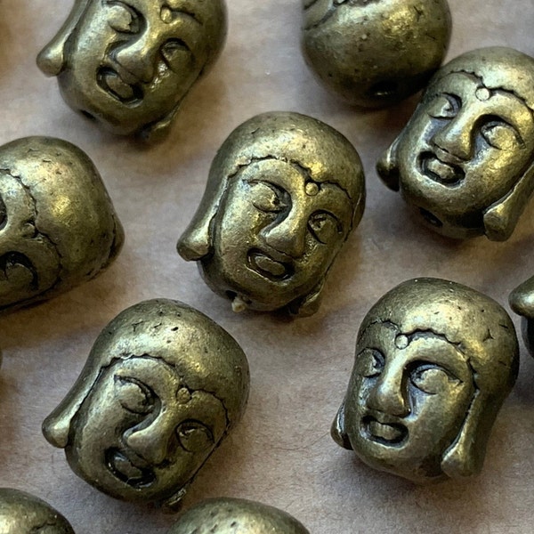 20 Buddha Perlen, Kopf, bronze