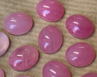 6 glass cabochons, 12x10mm, pink, oval