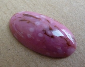 1 glass cabochon, 31x17mm, marbled pink, oval