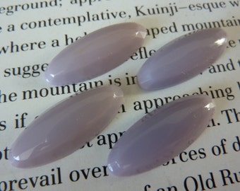 4 glass cabochons, 25x10mm, opaque light purple