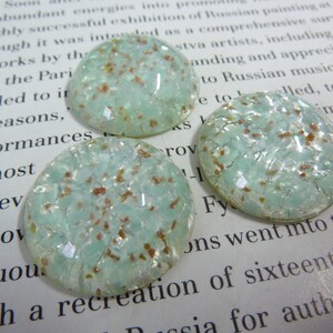 1 glass cabochon, Ø25mm, light blue, gold and silver, round image 1