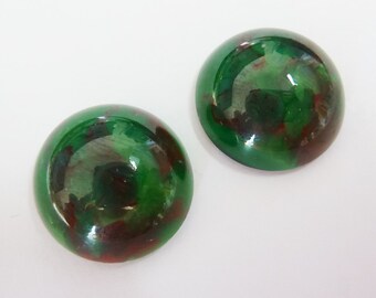 2 verre taillé, Ø18mm, rouge vert marbré, rond