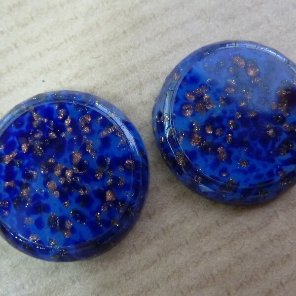 2 Cabochons Glas, Ø18mm, lapis lazuli blau marmoriert