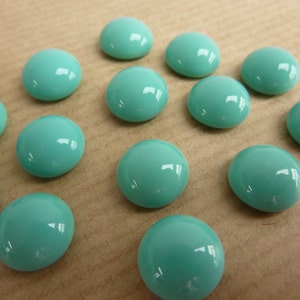 6 glass cabochons, Ø10mm, opaque mint green, turquoise, round image 3