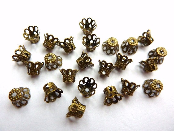 30 Bead Caps Mini Bronze | Etsy