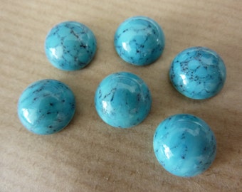 6 verre taillé, Ø10mm, turquoise marbré, rond