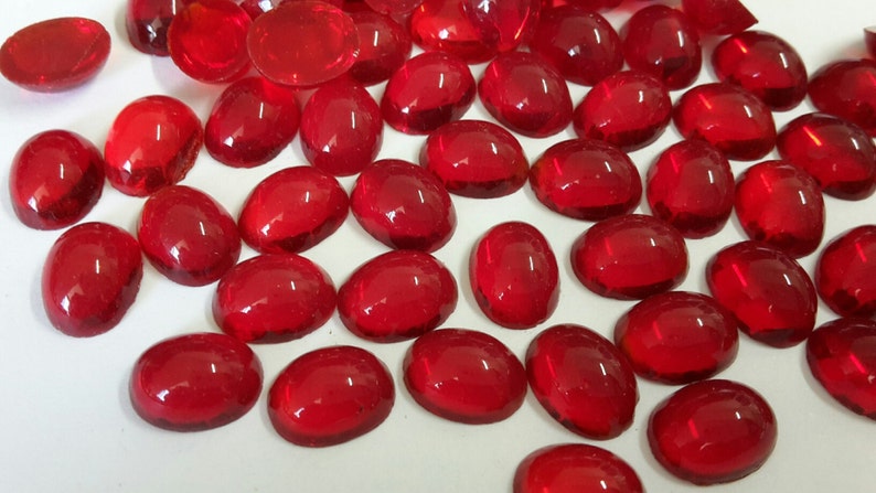 12 verre cabochons, 10x8mm, siam rouge, ovale image 1