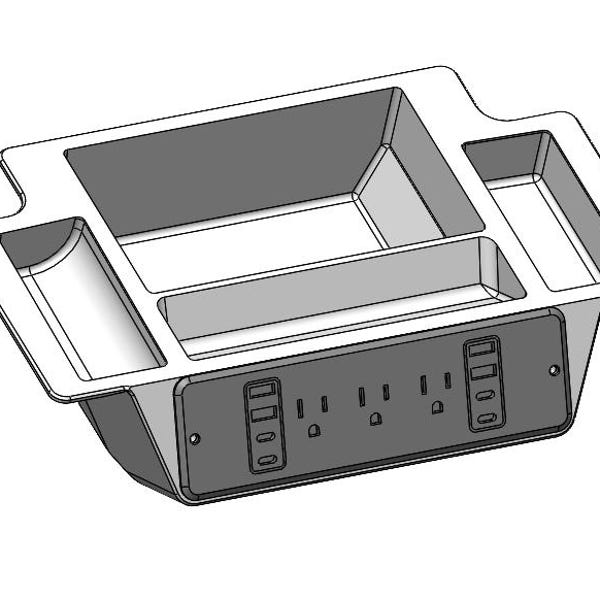 Archivo STL 3D • Bandeja organizadora eléctrica para consola central de GMC Sierra y Chevy Silverado (2019-2026)