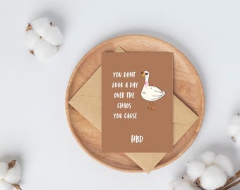 Funny Duck Birthday Card – Bday Card for Friends, Coworkers (Digital Download)