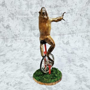 Taxidermia de rana toro real - Aquí viene Dat Boi rarezas meme de sapo de caña monociclo imagen 3