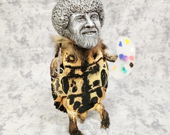 Turtle Taxidermy- Stone-faced Bob Ross painter