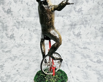 Real Bullfrog Taxidermy- Here Comes Dat Boi oddities cane toad meme unicycle