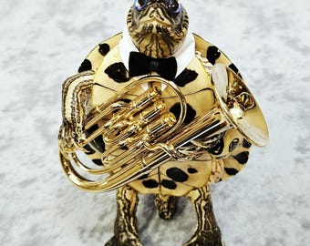 Turtle taxidermy- Tuba-Playing Tortoise Mariachi Toad lizard